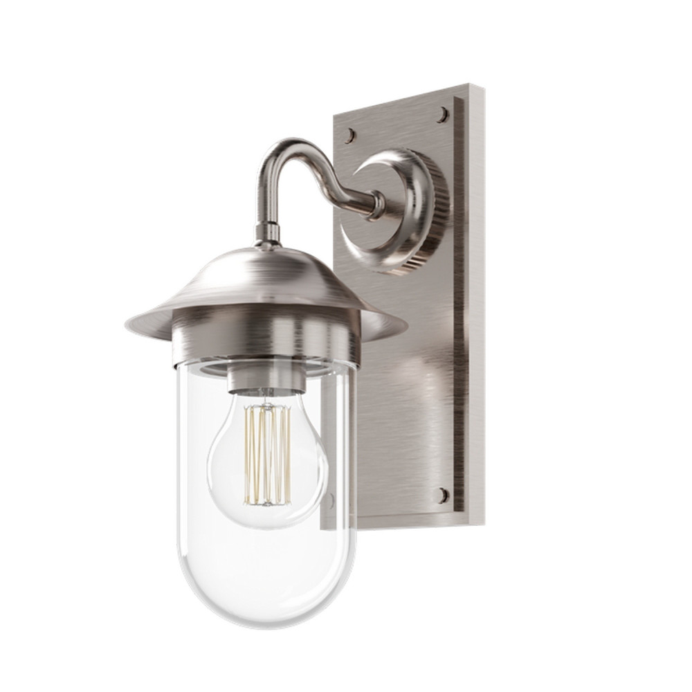 Burlington Guild Brushed Nickel Clear Glass Bathroom Wall Light