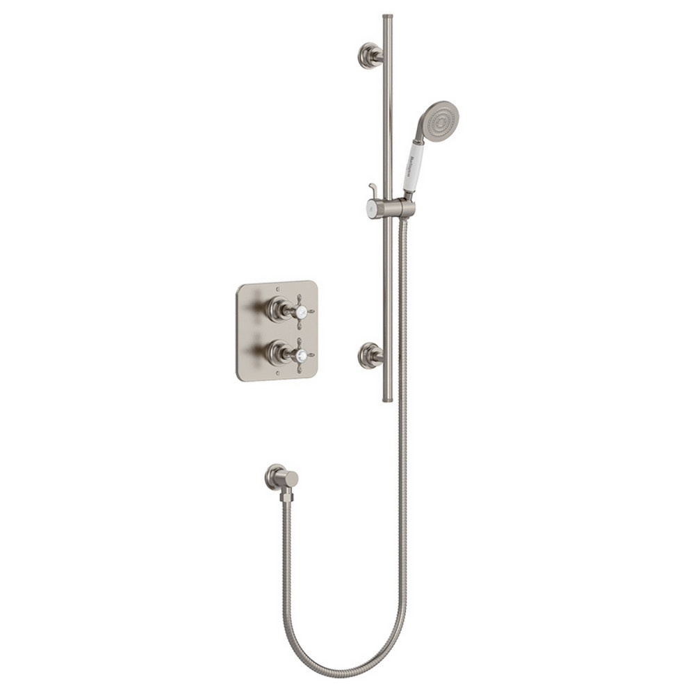 Burlington Guild Brushed Nickel Concealed Thermostatic Shower Valve with Riser Rail