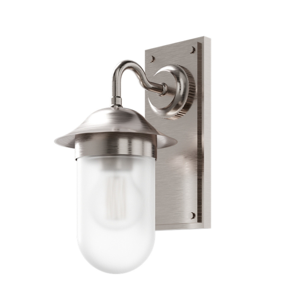 Burlington Guild Brushed Nickel Frosted Glass Bathroom Wall Light