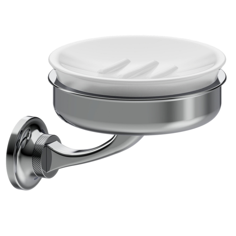 Burlington Guild Chrome Ceramic Soap Dish