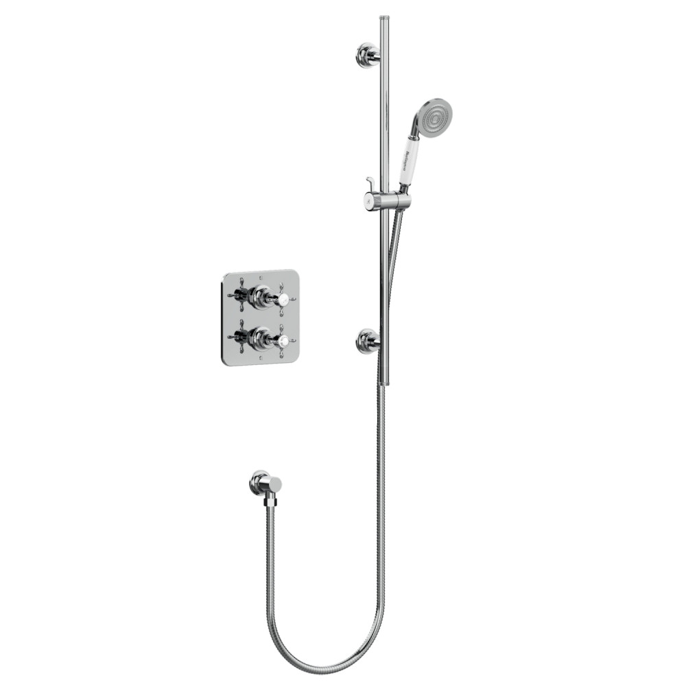 Burlington Guild Chrome Concealed Thermostatic Shower Valve with Riser Rail