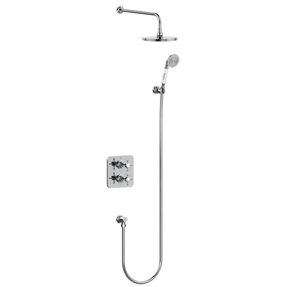 Burlington Guild Chrome Dual Outlet Concealed Thermostatic Shower with Handset and Holder