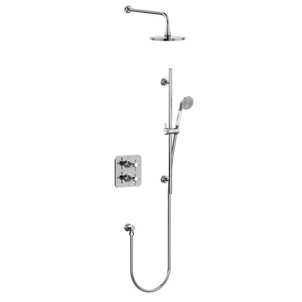 Burlington Guild Chrome Dual Outlet Concealed Thermostatic Shower with Slide Rail Kit