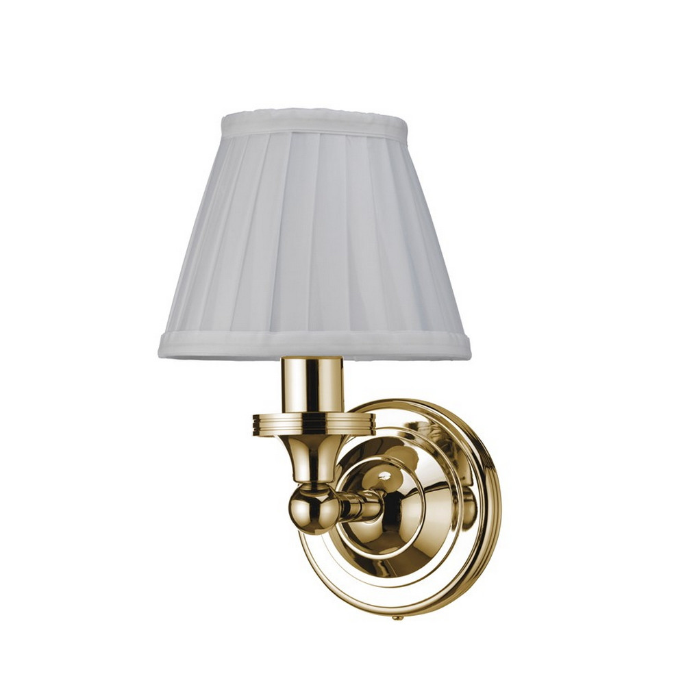 Burlington LED Round Wall Light with Gold Base and White Fine Pleated Shade