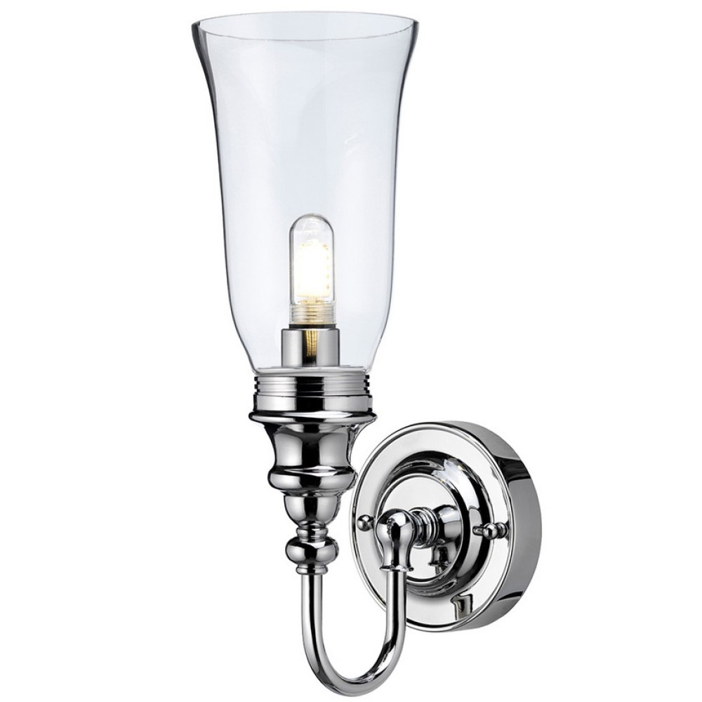 Burlington Ornate Light with Chrome Base and Vase Clear Glass Shade (!)