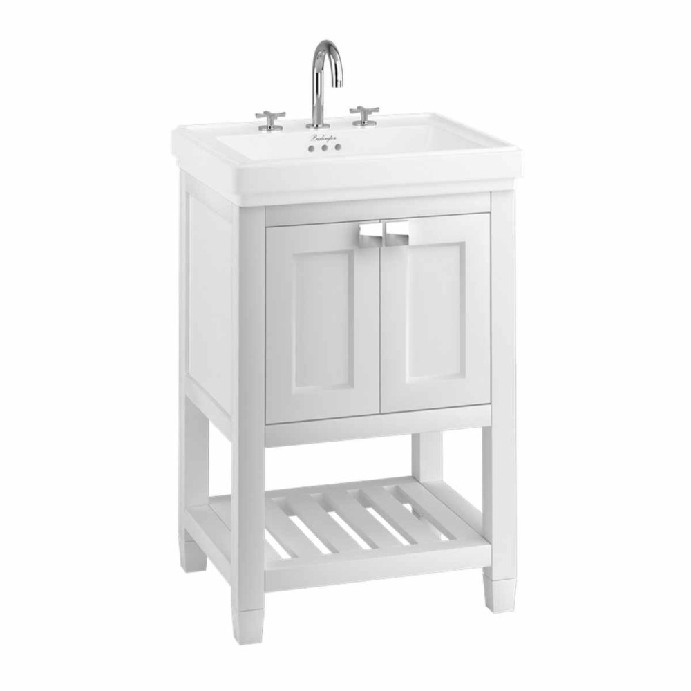 Burlington Riviera 580mm Matt White Vanity Unit and 3TH Basin