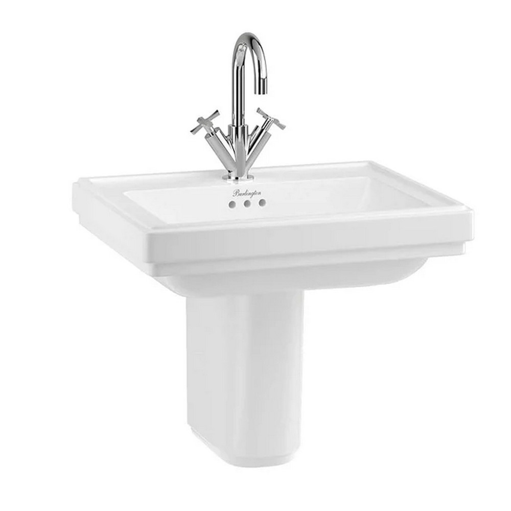 Burlington Riviera 580mm Square Basin with Semi Pedestal