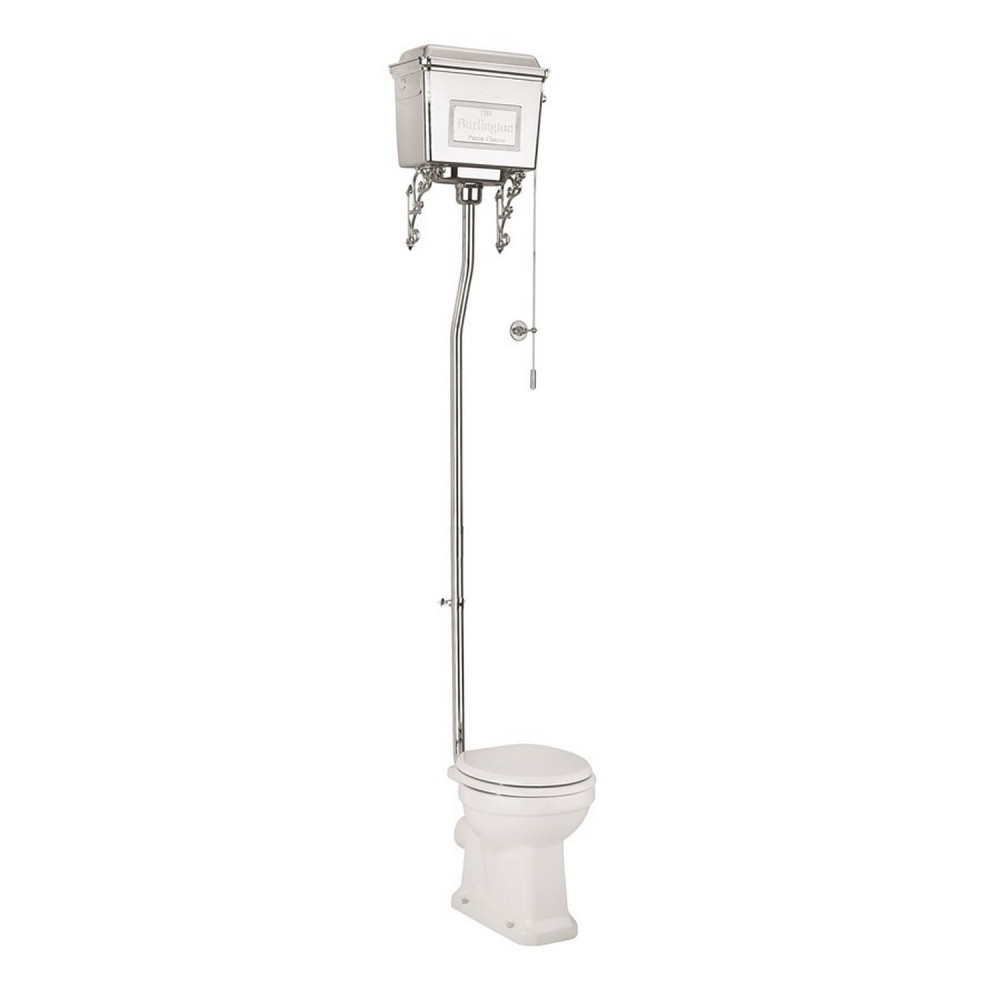 Burlington Standard High Level WC with Brushed Nickel Lever Cistern
