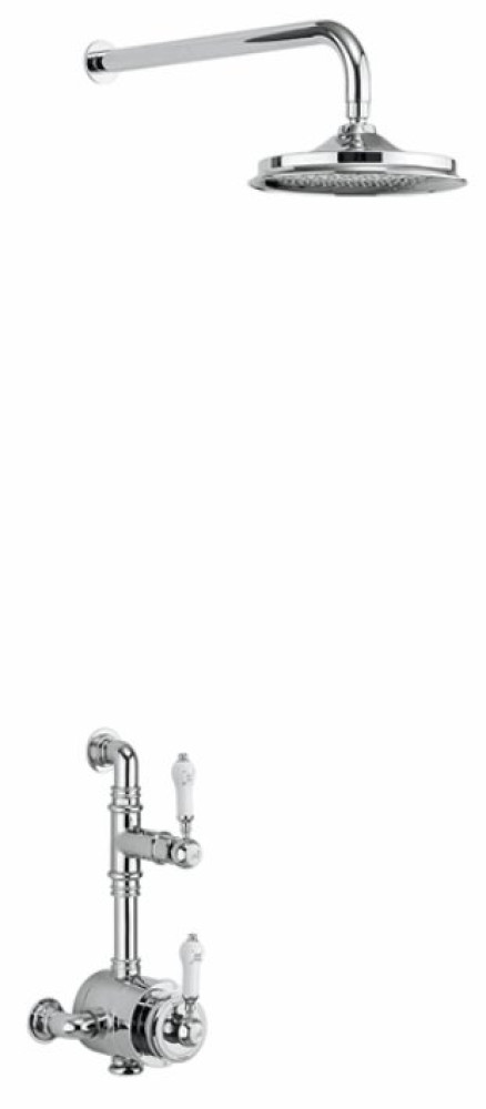 Burlington Stour Thermostatic Exposed Shower Valve Single Outlet with Fixed Shower Arm with 12 Inch Rose BF1S + V60