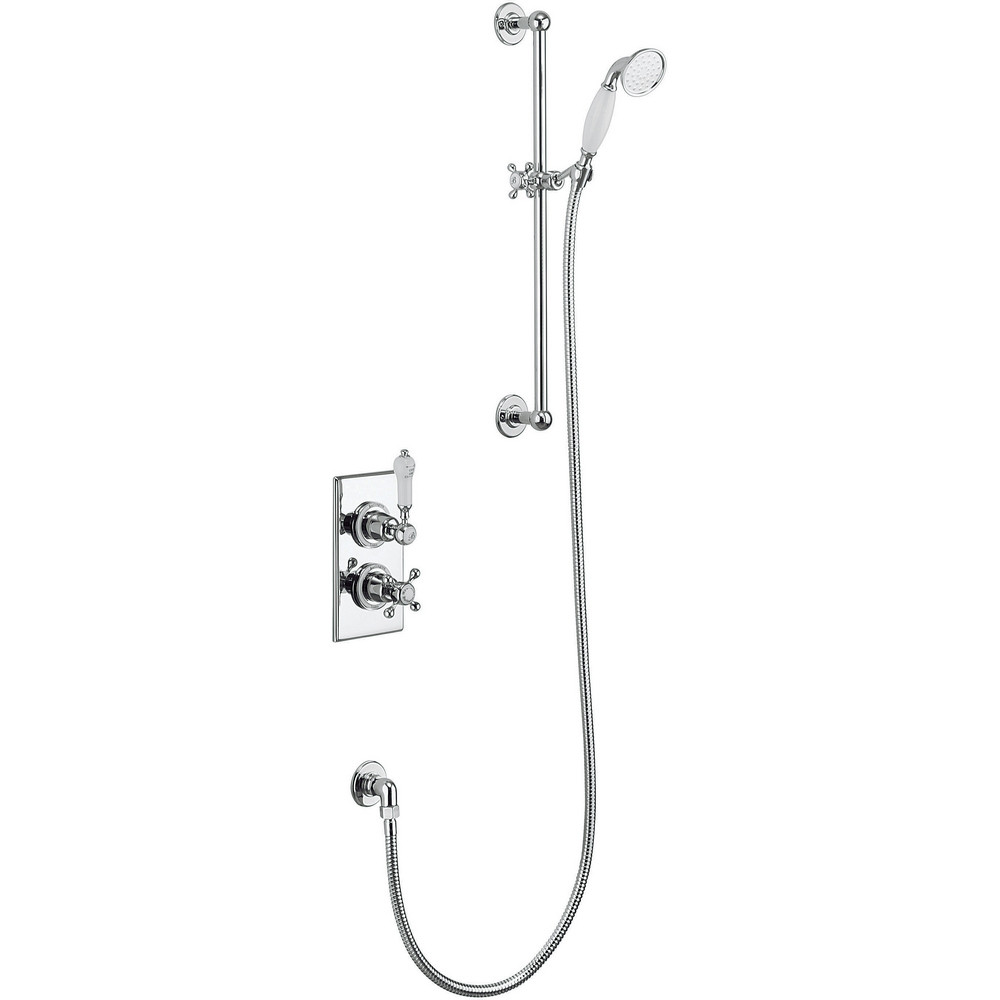 Burlington Trent Thermostatic Concealed Shower Valve in Chrome with Adjustable Handset and White Ceramics
