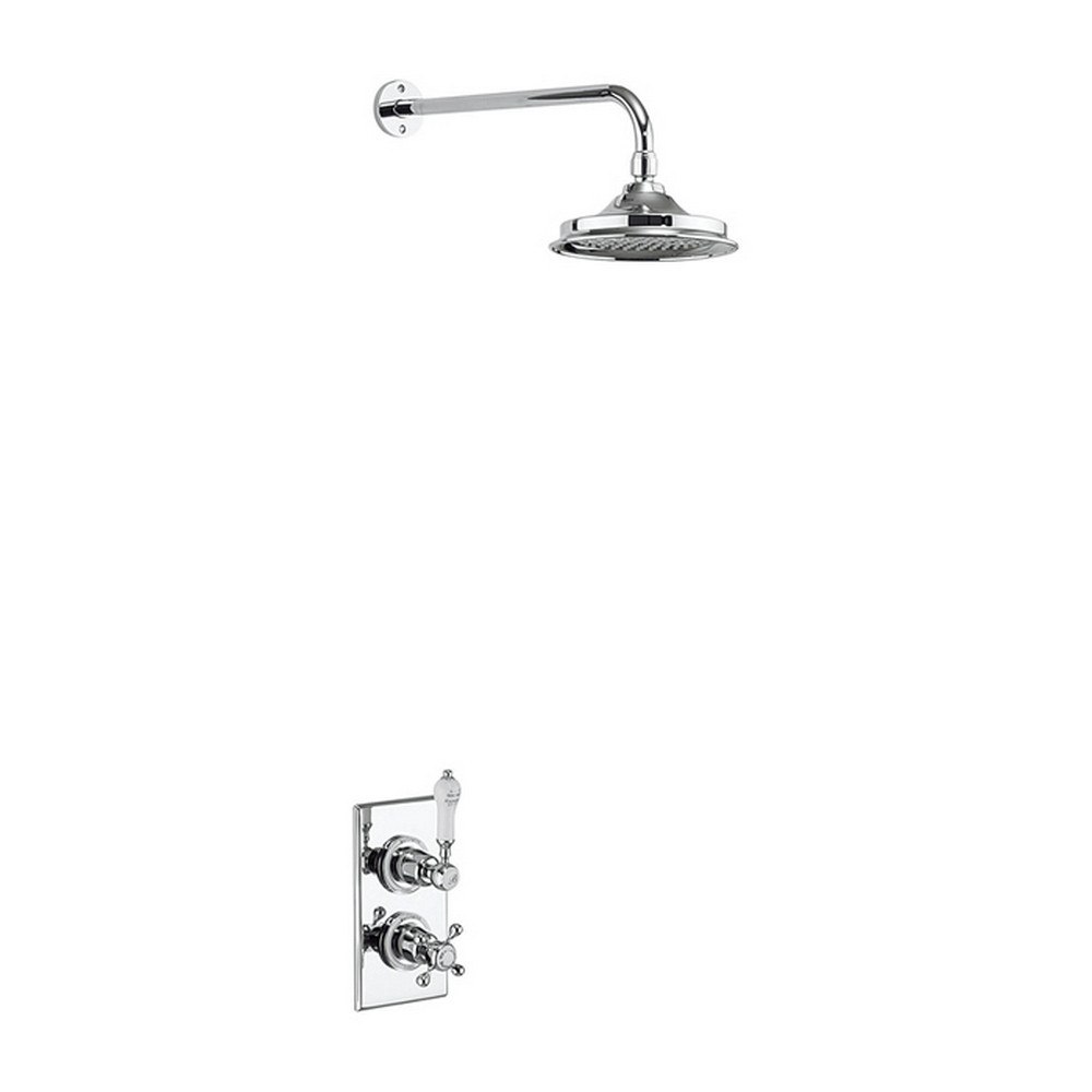 Burlington Trent Thermostatic Concealed Shower Valve with Fixed Arm and 12 Inch Rose