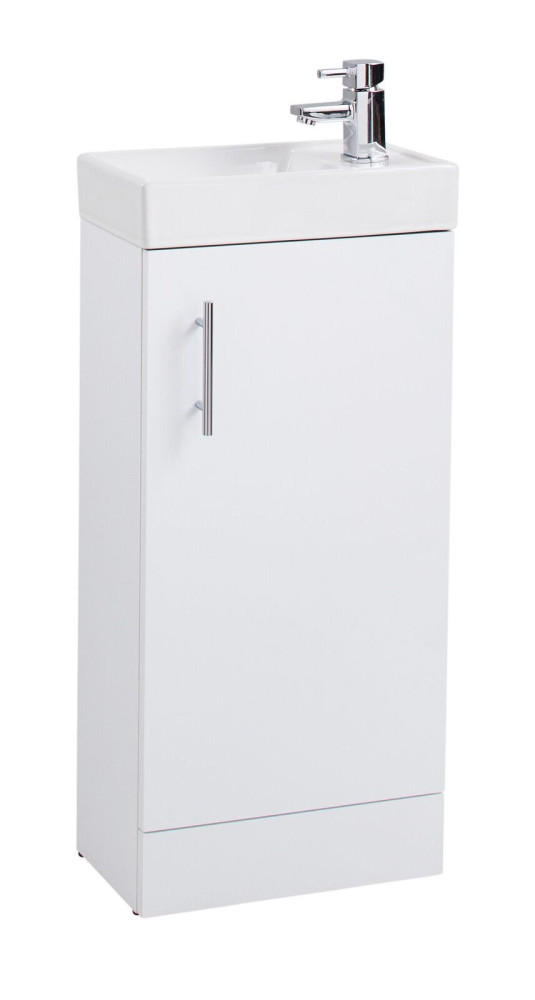 Ajax Cube 400mm Cloakroom Unit in Gloss White with Reversible Basin