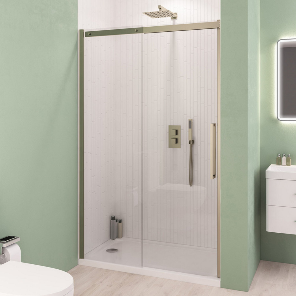 Corniche 2000 Brushed Brass 1700mm Sliding Shower Door
