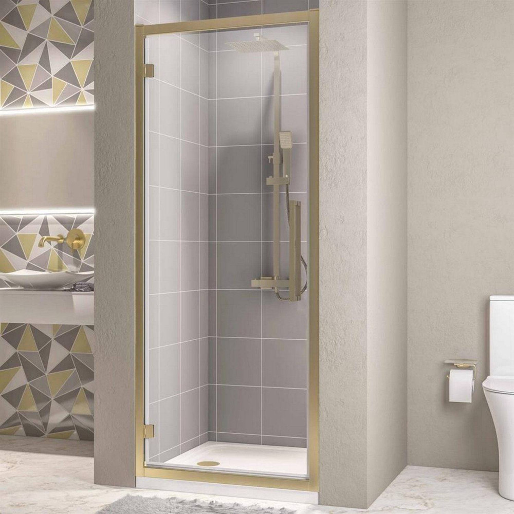 Corniche 2000 Brushed Brass 800mm Hinged Shower Door