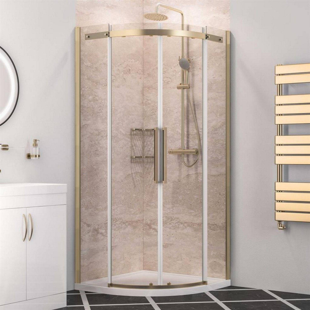 Corniche 2000 Brushed Brass 900mm Quadrant Shower Enclosure