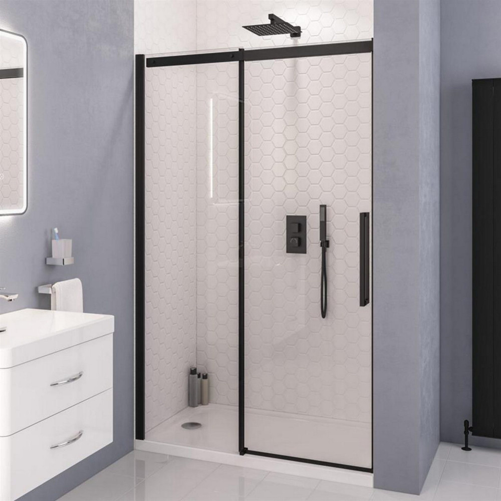 Corniche 2000 Matt Black 1200mm Sliding Shower Door