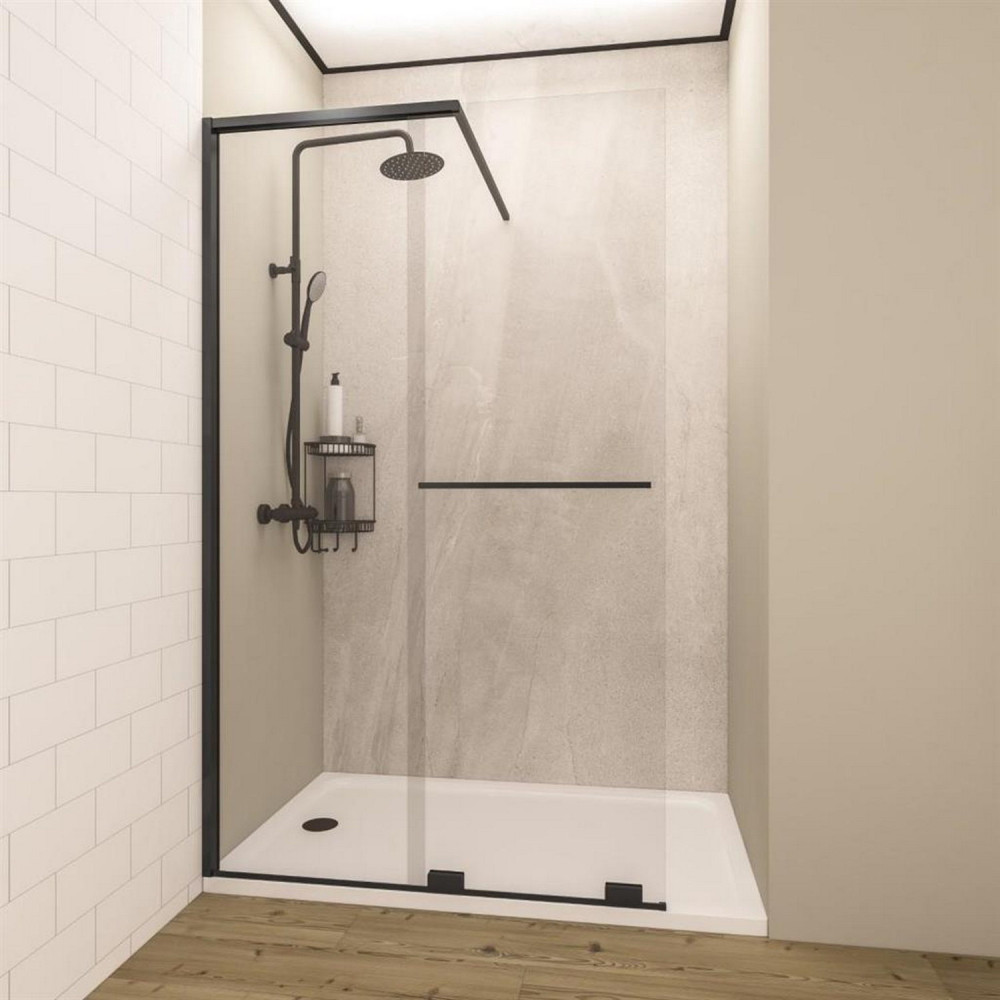 Corniche 2000 Matt Black 1400mm Left Hand Sliding Wetroom Panel