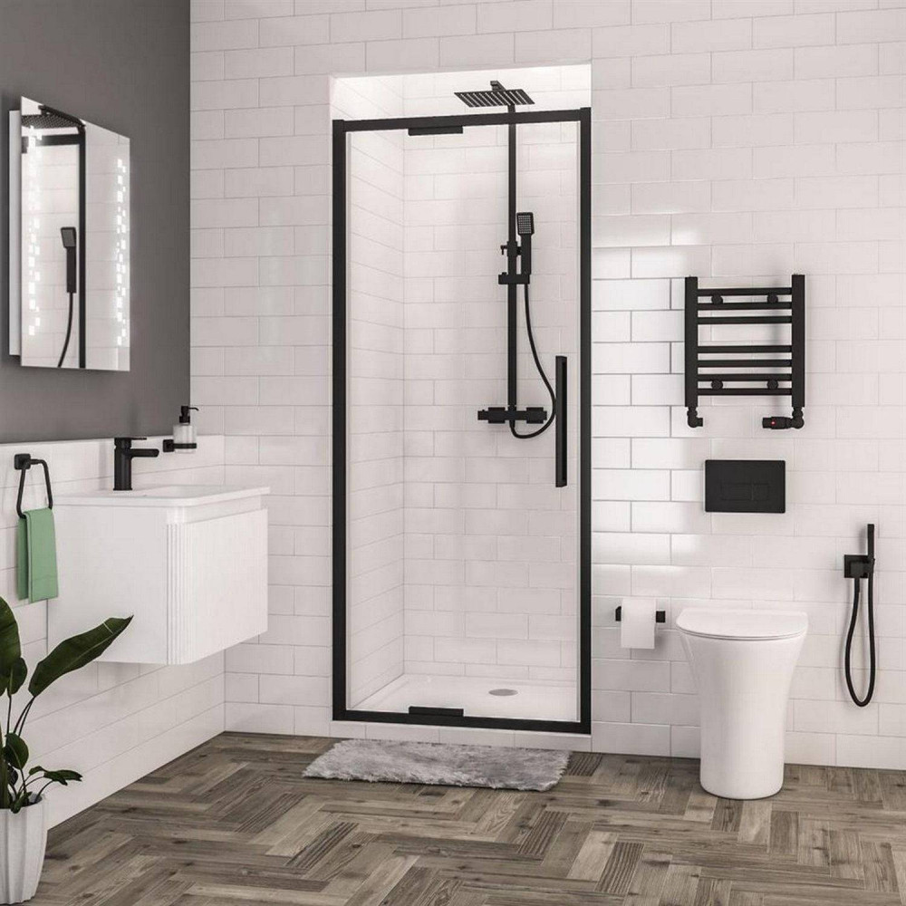 Corniche 2000 Matt Black 700mm Infold Shower Door