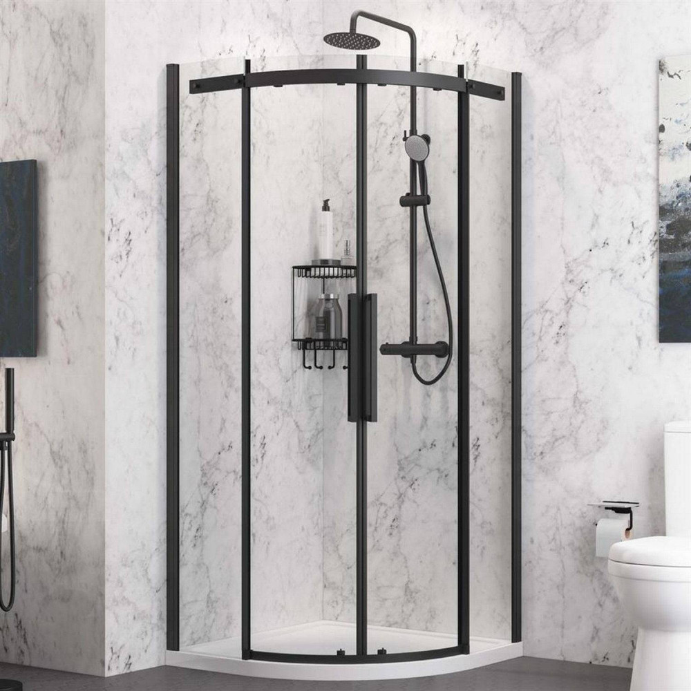Corniche 2000 Matt Black 800mm Quadrant Shower Enclosure
