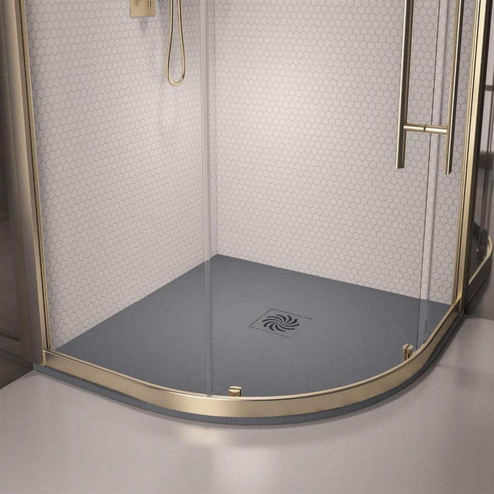 Crossland 800mm x 800mm Grey Slate Quadrant Shower Tray
