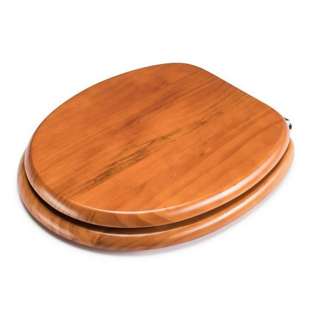 Croydex Antique Pine Solid Wood Toilet Seat With Chrome Hinges (1)