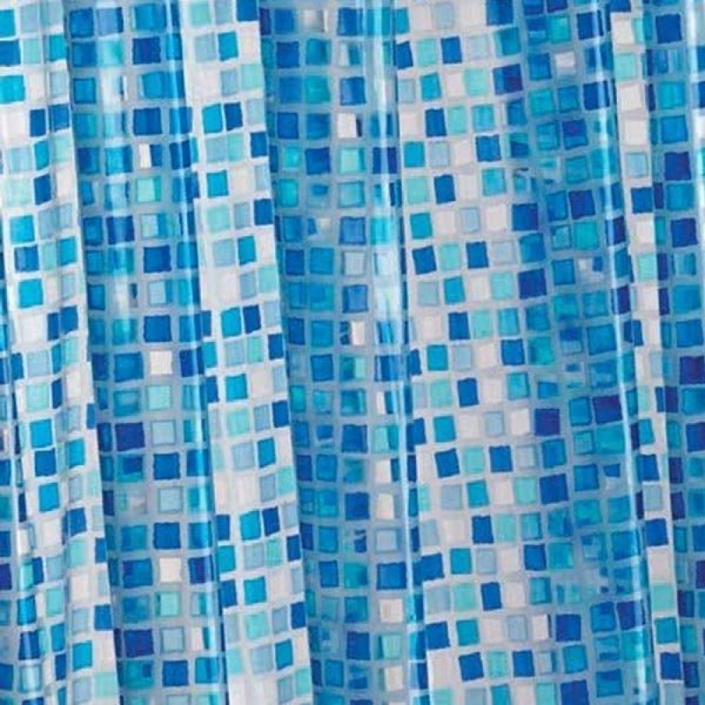 Croydex Blue Mosaic PVC Shower Curtain