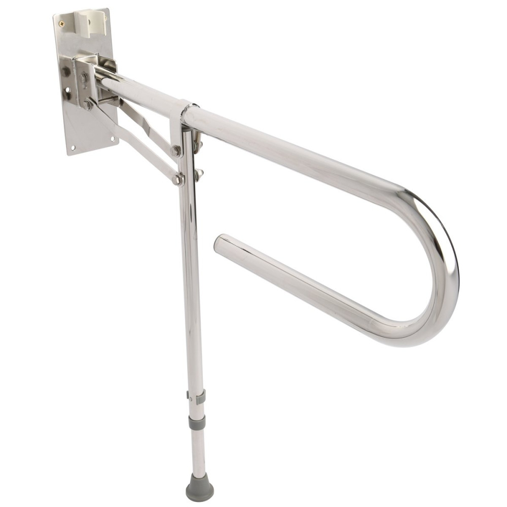 Croydex Fold Away Hand Rail With Drop Down Leg - S/Steel