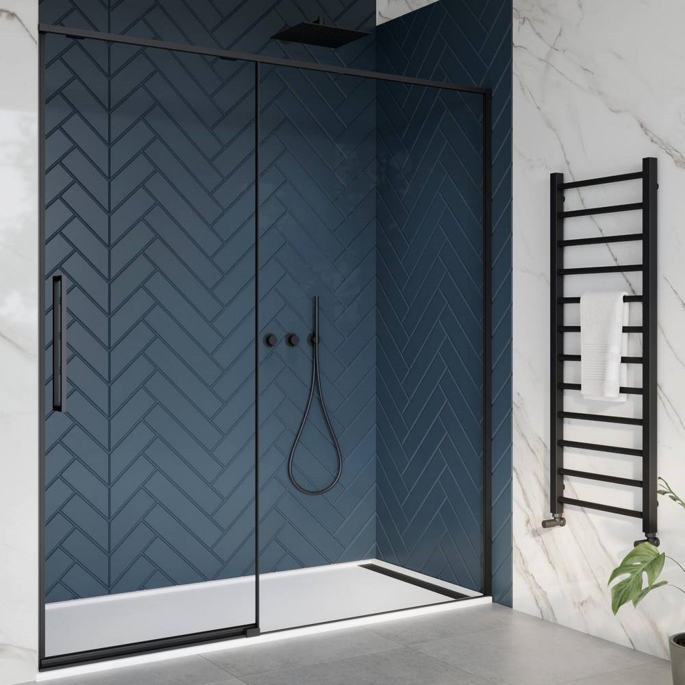 Dawn Asteria RH 1000mm Slim Sliding Shower Door in Black
