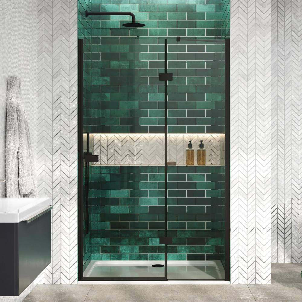 Scudo Dawn Athena 1000mm Hinged Inline Black Shower Door