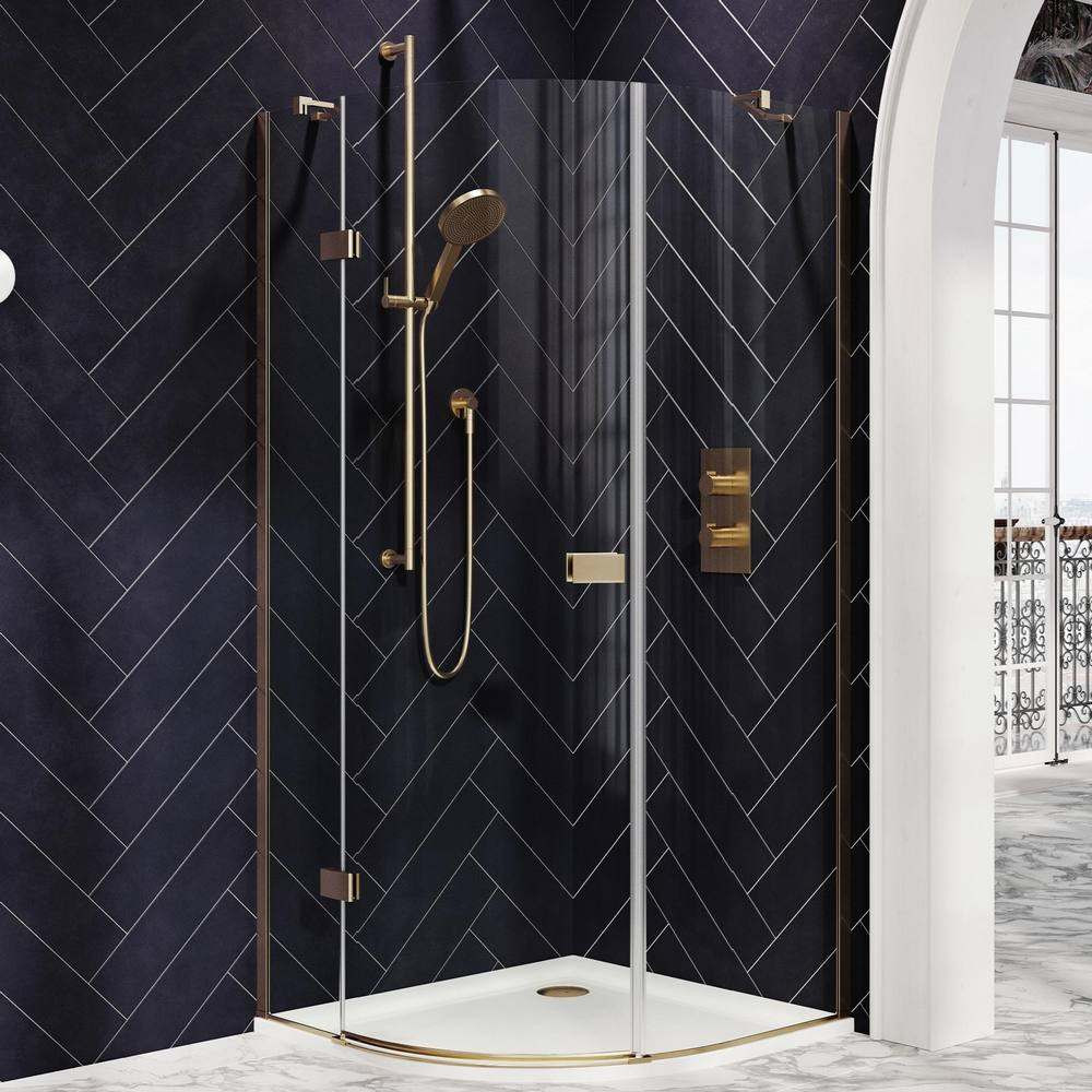 Scudo Dawn Athena 800mm Hinged Quadrant Brushed Brass Shower Enclosure