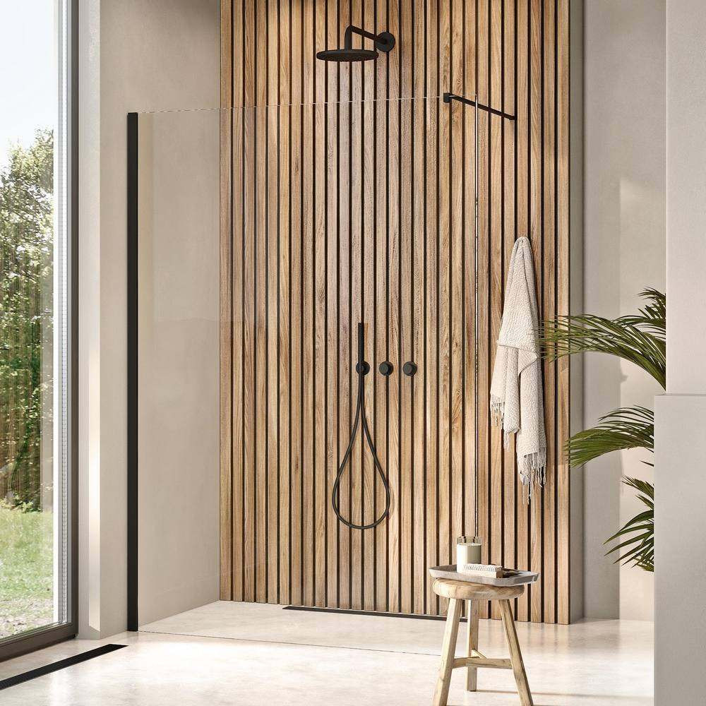 Scudo Dawn Minos 800mm Black Frameless Wetroom Panel