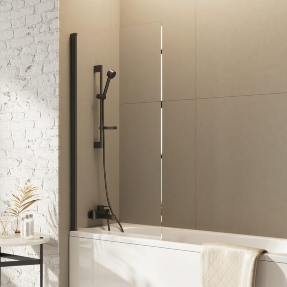Scudo Dawn Thalia 1500 x 800mm Gunmetal Single Panel Bath Screen