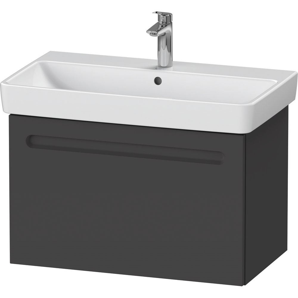 Duravit No 1 Matt Graphite 740mm Wall Hung One Drawer Vanity Unit and Basin
