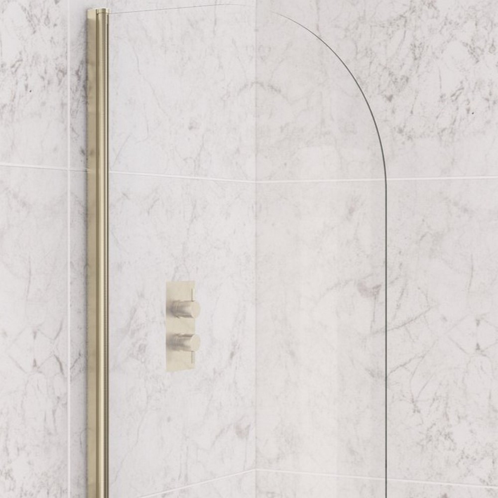 Eastbrook 6mm Curved 1400 x 800mm Bath Screen in Brushed Brass