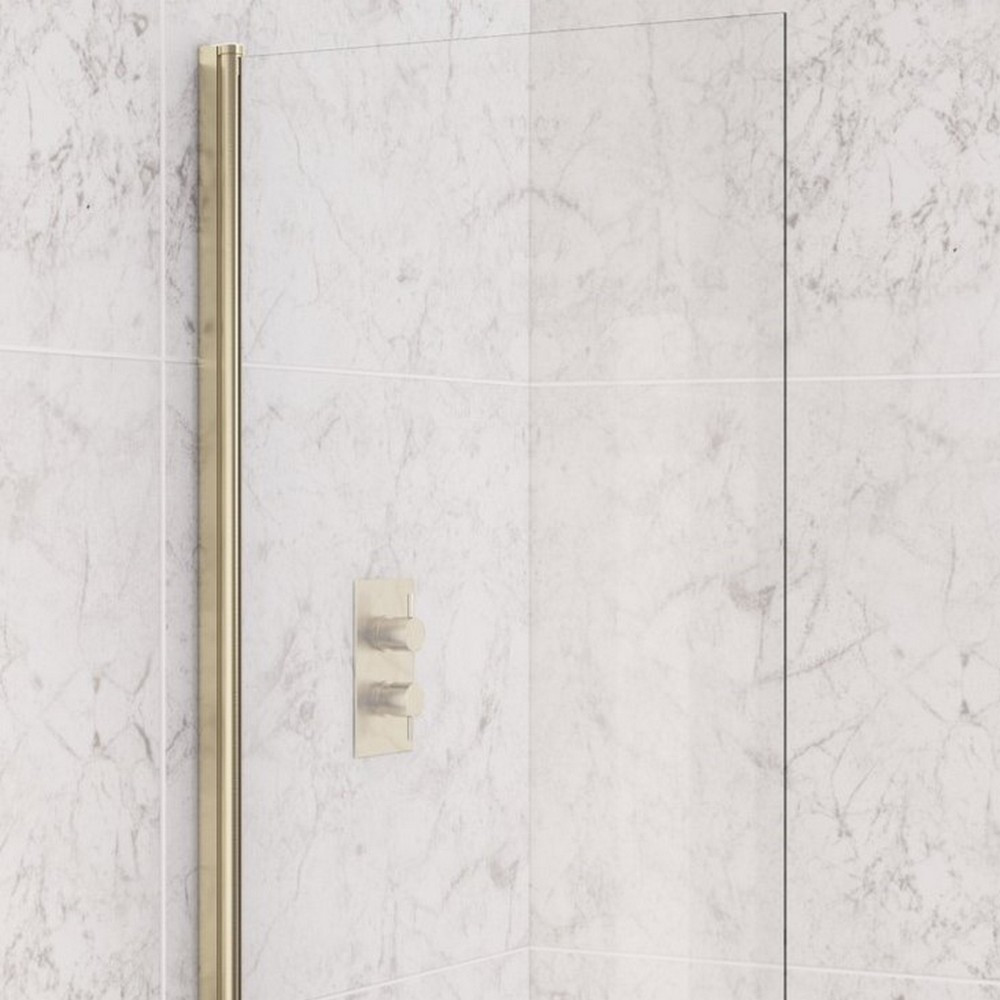Eastbrook 6mm Straight 1400 x 800mm Bath Screen in Brushed Brass