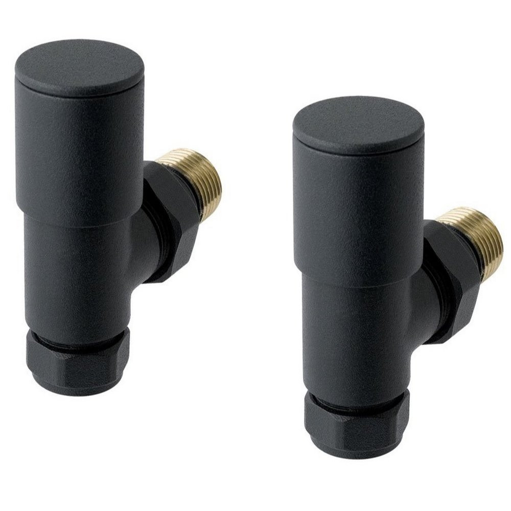 Eastbrook Angled Round Manual Matt Anthracite Radiator Valves | Low Price