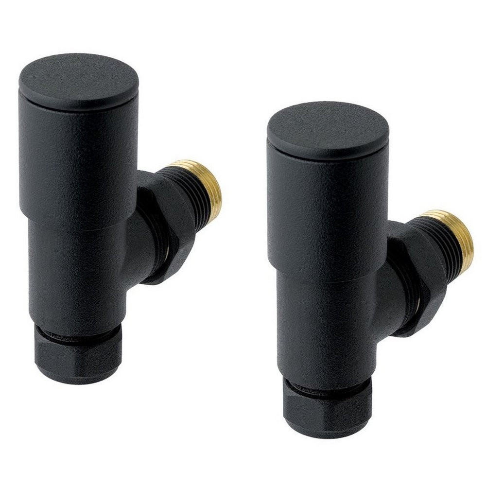 Eastbrook Angled Round Manual Matt Black Radiator Valves