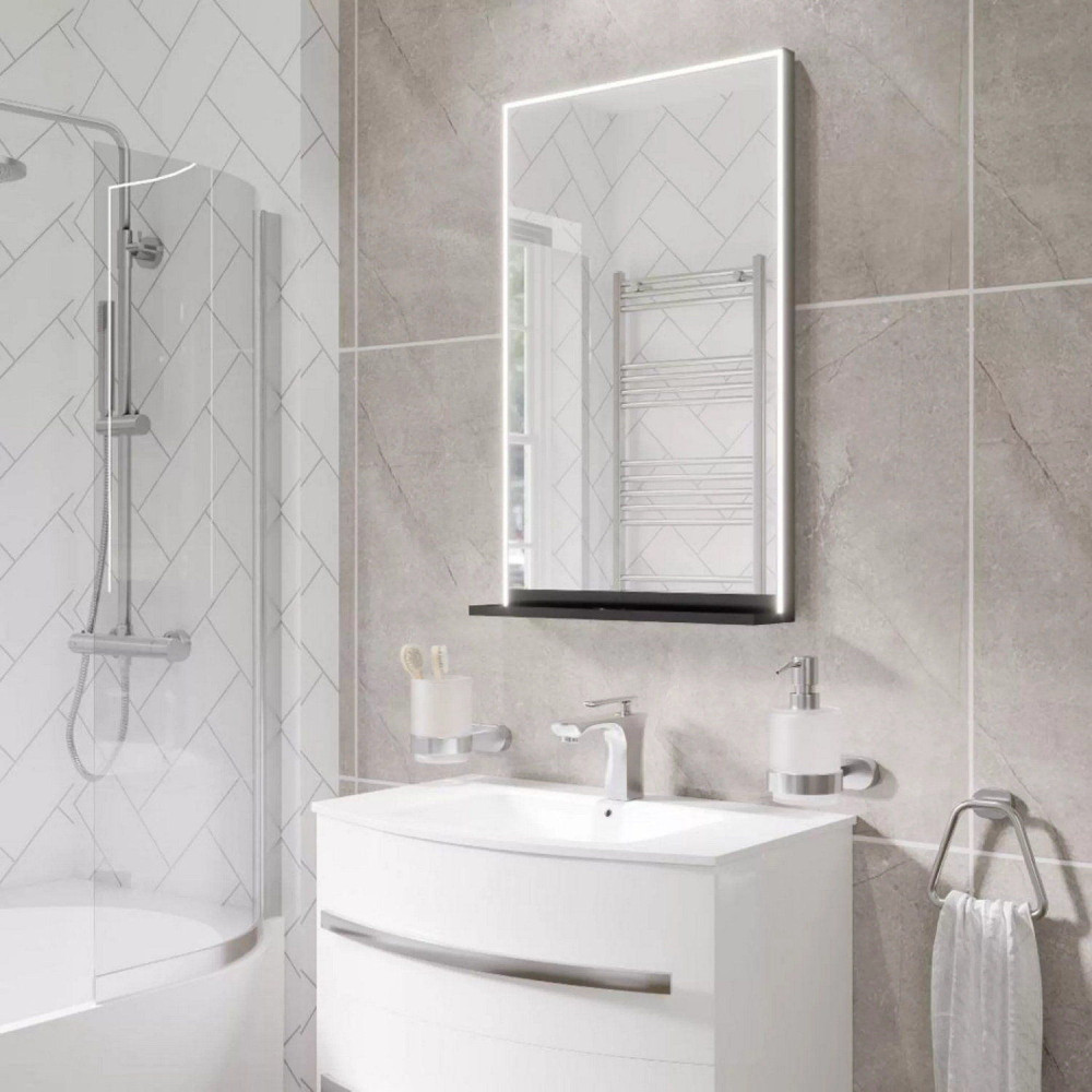 Eastbrook Arconi 800 x 500mm Matt Black LED Bathroom Mirror
