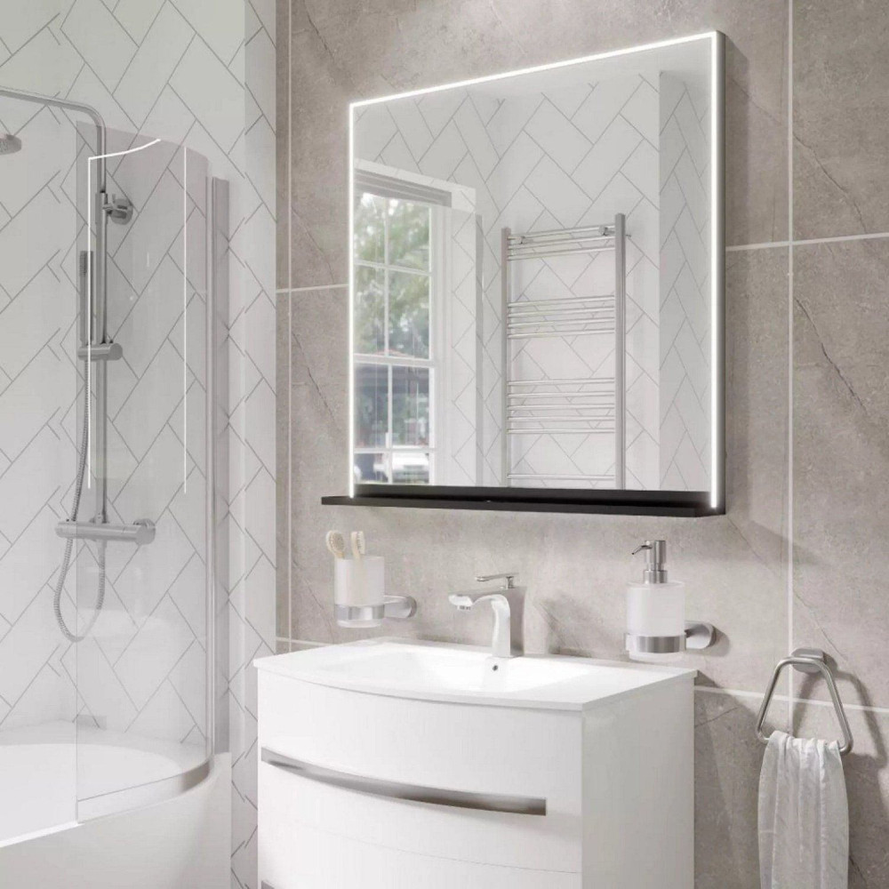 Eastbrook Arconi 800 x 800mm Matt Black LED Bathroom Mirror