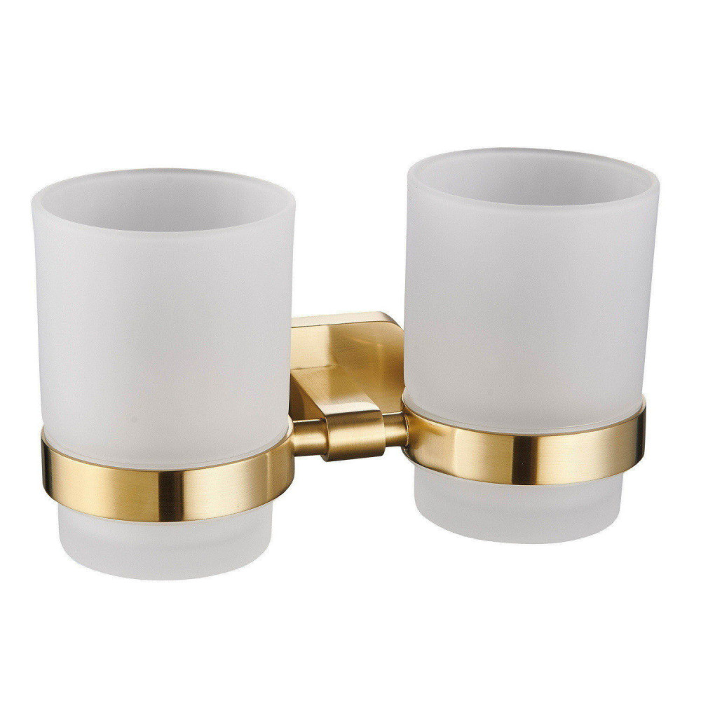 Eastbrook Asti Brushed Brass Double Tumbler Holder