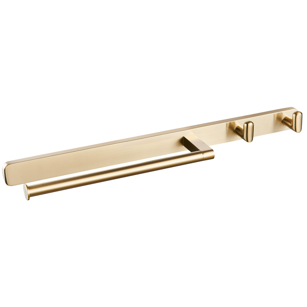 Eastbrook Asti Brushed Brass Towel Ring and Double Robe Hook