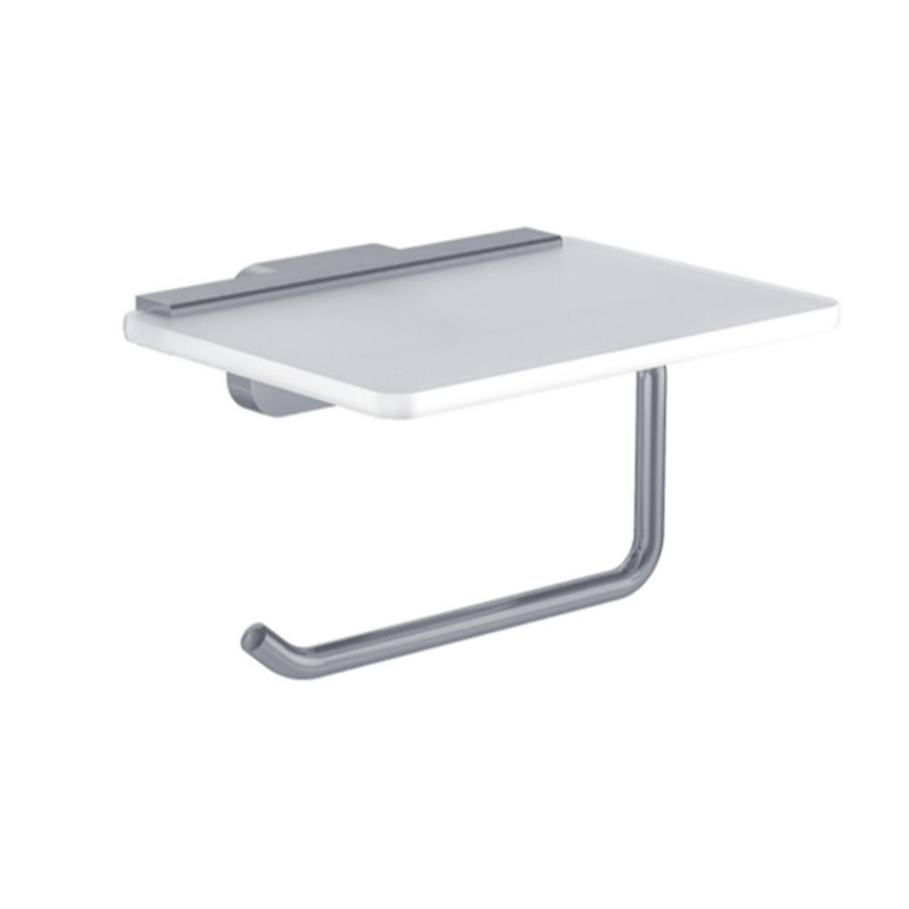 Eastbrook Asti Chrome Toilet Roll Holder with Glass Shelf
