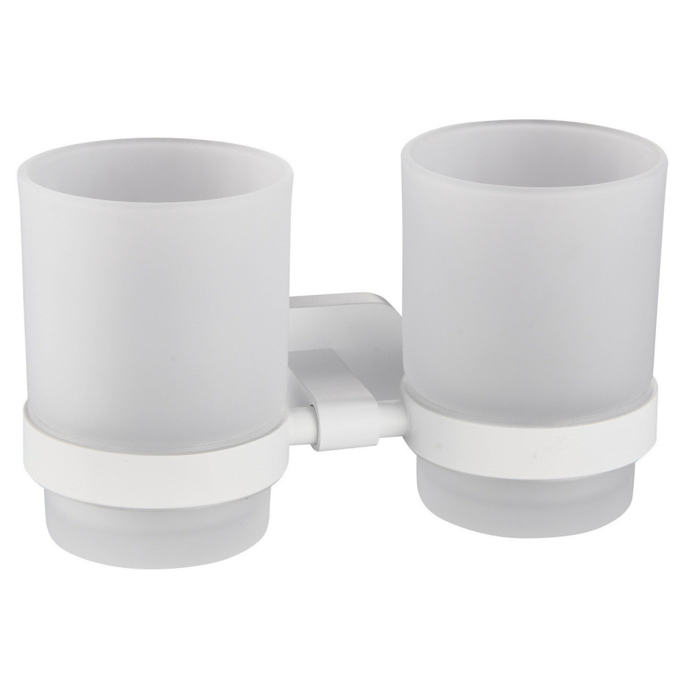 Eastbrook Asti Matt White Double Tumbler Holder