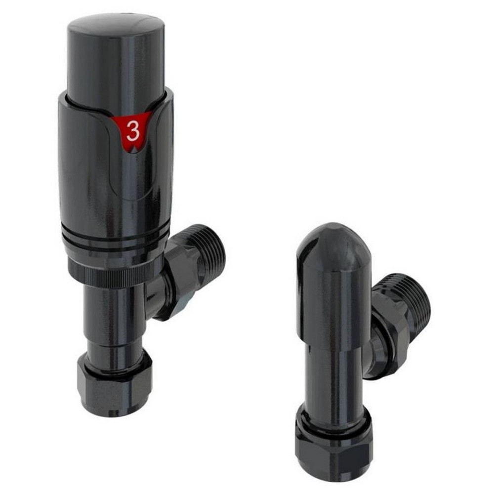 Eastbrook Black Gold Angled 15mm Thermostatic Radiator Valves