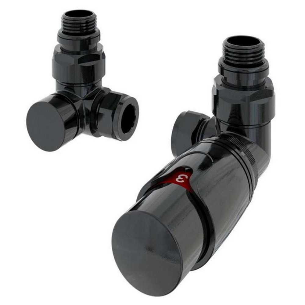 Eastbrook Black Gold Corner 15mm Thermostatic Radiator Valves