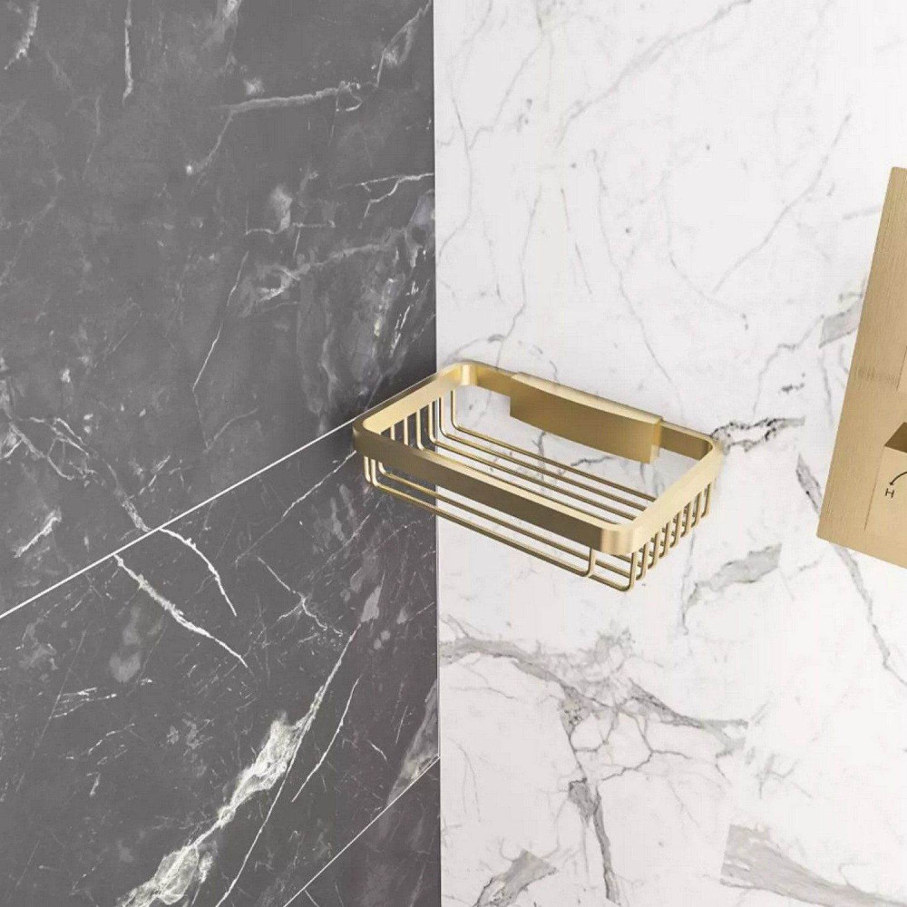 Eastbrook Brushed Brass Removable Wall Shower Basket