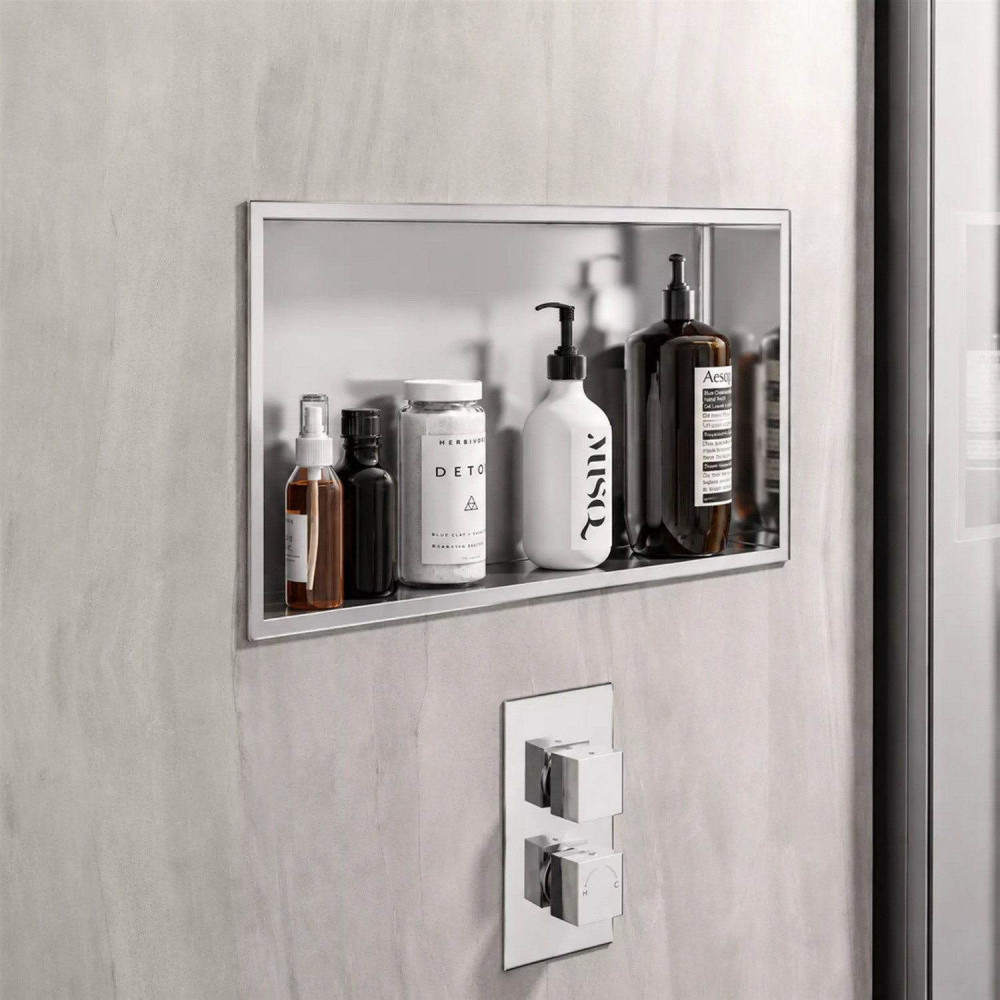 Eastbrook Brushed Steel 600 x 300mm Shower Niche