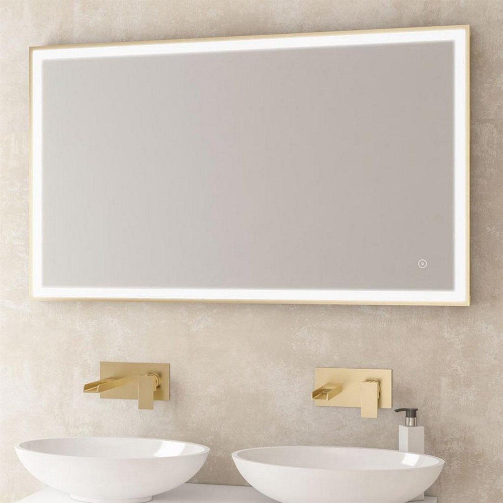 Eastbrook Castelli 700 x 500mm LED Framed Bathroom Mirror in Brushed Brass
