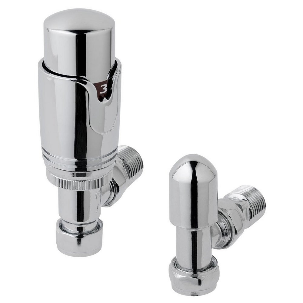 Eastbrook Chrome Angled 15mm Thermostatic Radiator Valves