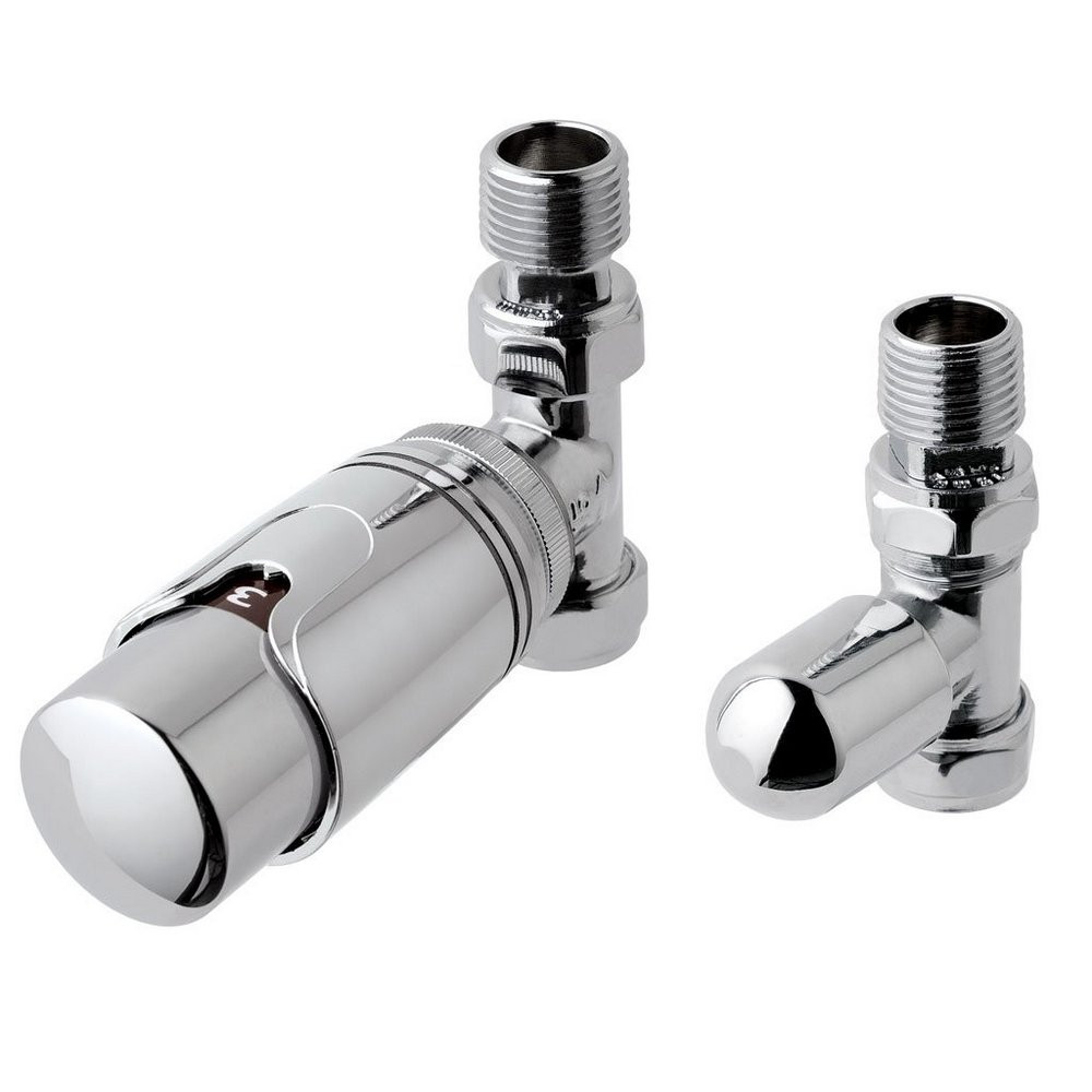 Eastbrook Chrome Straight 15mm Thermostatic Radiator Valves